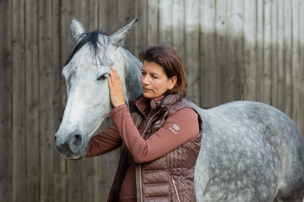 Dr. med. vet. Astrid Reitz bei der Arbeit mit einem Pferd